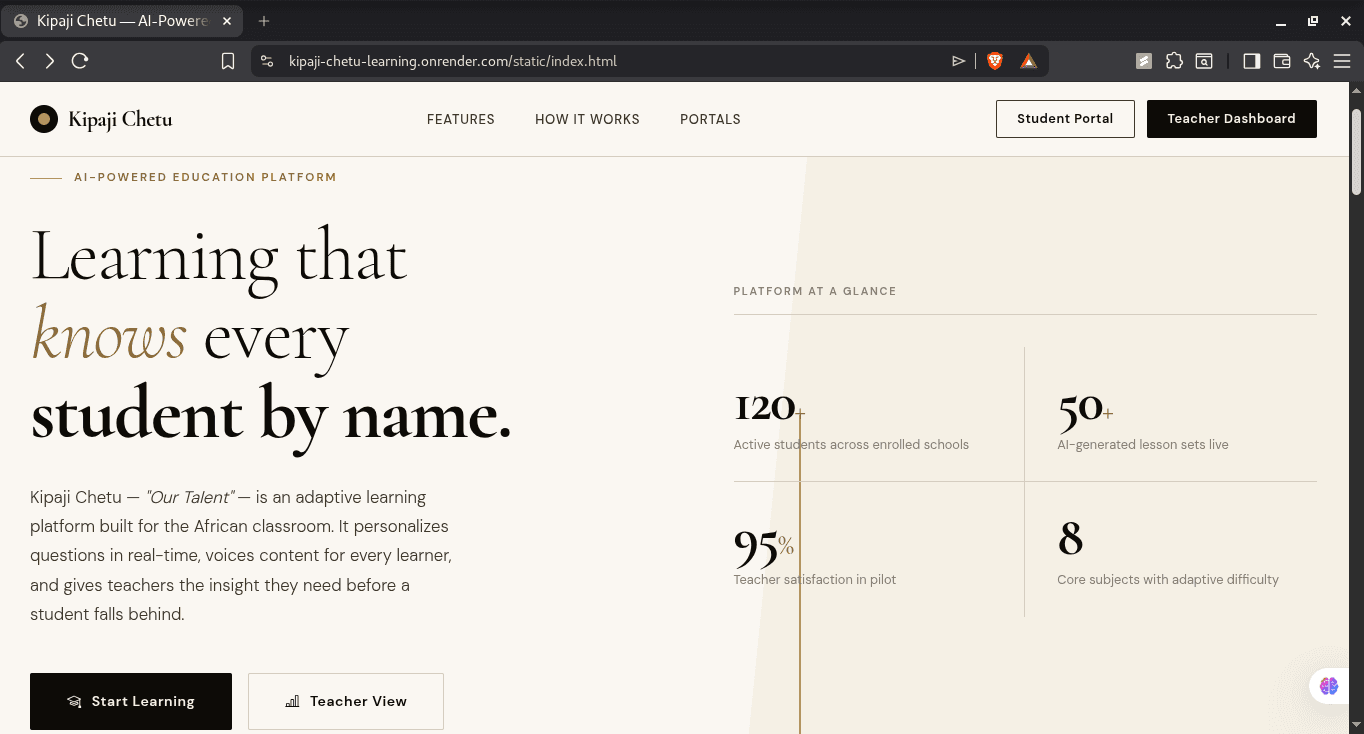 Kipaji Chetu — AI Adaptive Learning Platform